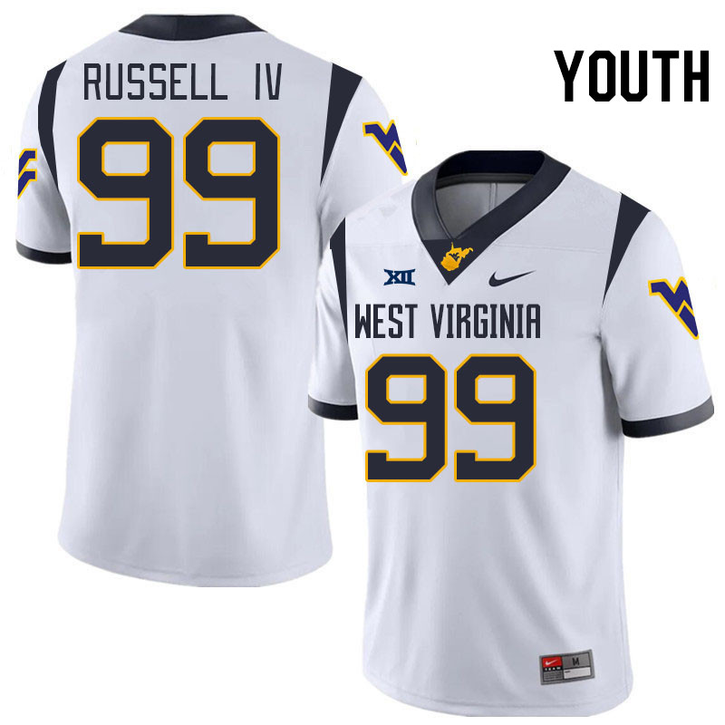 Youth #99 Hammond Russell IV West Virginia Mountaineers College 2024 New Uniforms Football Jerseys S